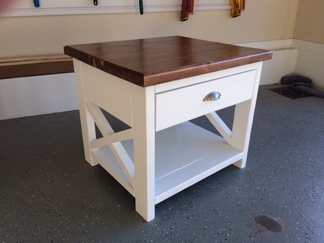Rustic end table with storage drawer Ana White